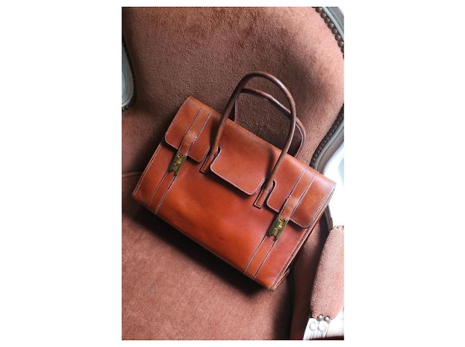 Hermès borsa a mano Drag in pelle camel Cammello - vista 3
