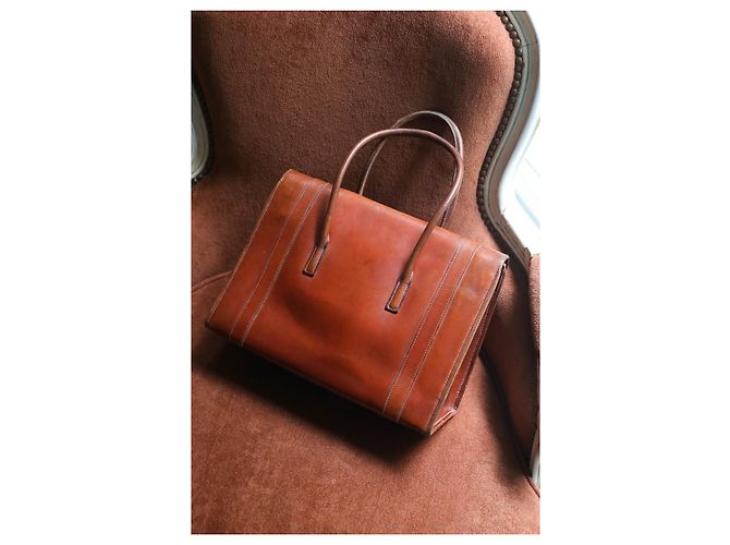 Hermès borsa a mano Drag in pelle camel Cammello - vista 6