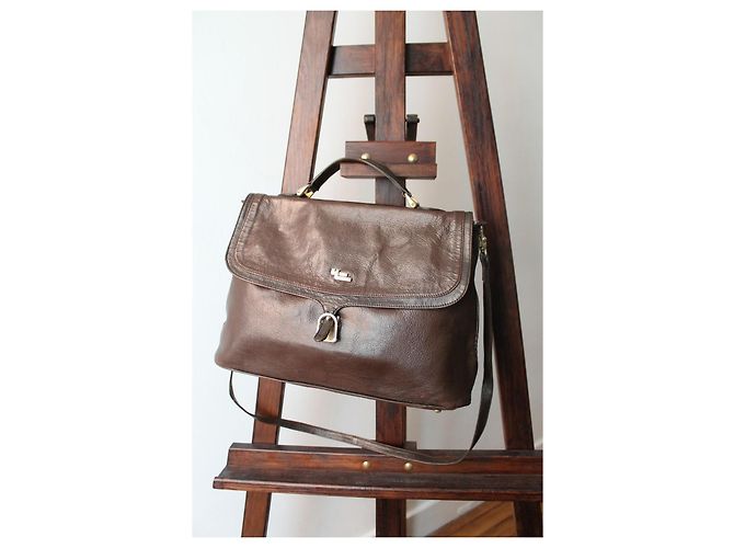 Borsa a tracolla Lancel in pelle marrone - vista 8