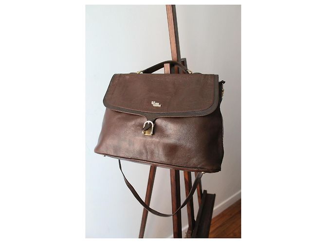 Borsa a tracolla Lancel in pelle marrone - vista 9