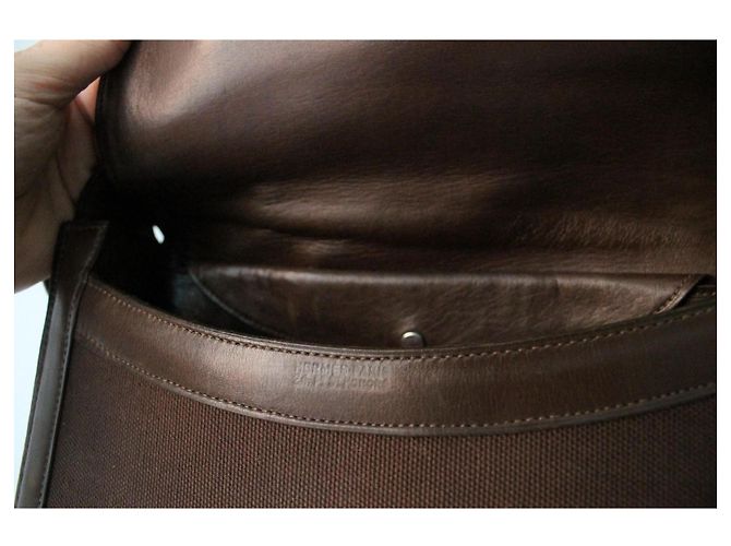 Borsa Hermès Attelle in tela e pelle box marrone - vista 10
