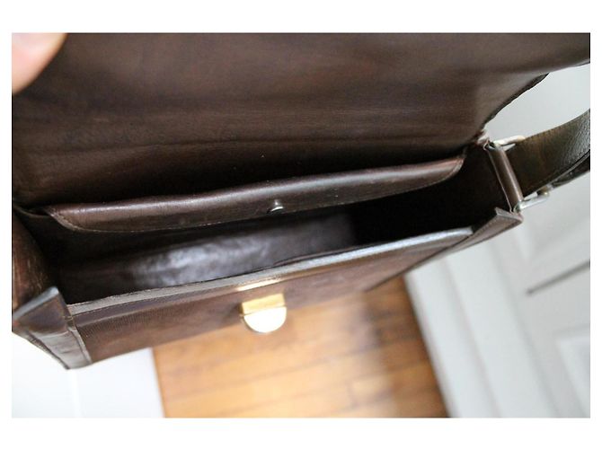 Borsa Hermès Attelle in tela e pelle box marrone - vista 12