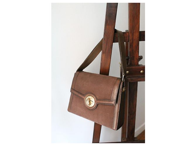 Borsa Hermès Attelle in tela e pelle box marrone - vista 2