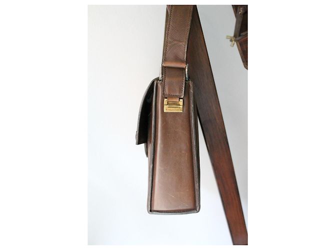 Borsa Hermès Attelle in tela e pelle box marrone - vista 5