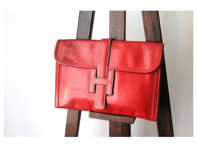 Clutch Hermès Rossa in Pelle Rosso - vista 3