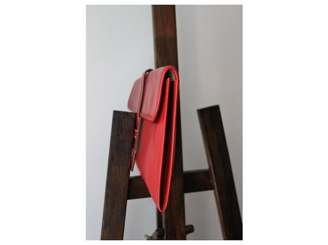 Clutch Hermès Rossa in Pelle Rosso - vista 6
