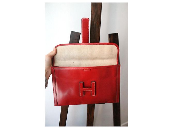 Clutch Hermès Rossa in Pelle Rosso - vista 8