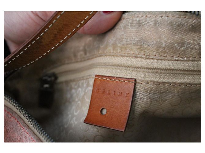 Borsa Céline in suede rosa con logo Triomphe - vista 10