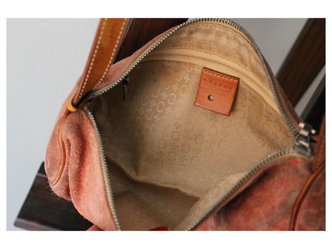 Borsa Céline in suede rosa con logo Triomphe - vista 11