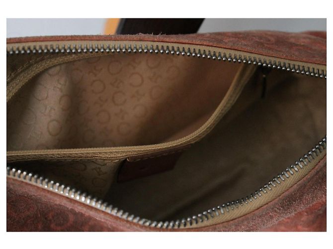 Borsa Céline in suede rosa con logo Triomphe - vista 12