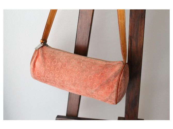 Borsa Céline in suede rosa con logo Triomphe - vista 2