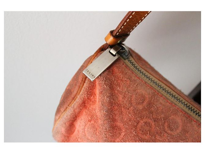 Borsa Céline in suede rosa con logo Triomphe - vista 3