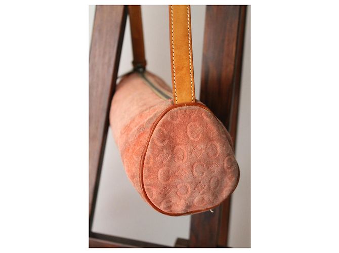 Borsa Céline in suede rosa con logo Triomphe - vista 4