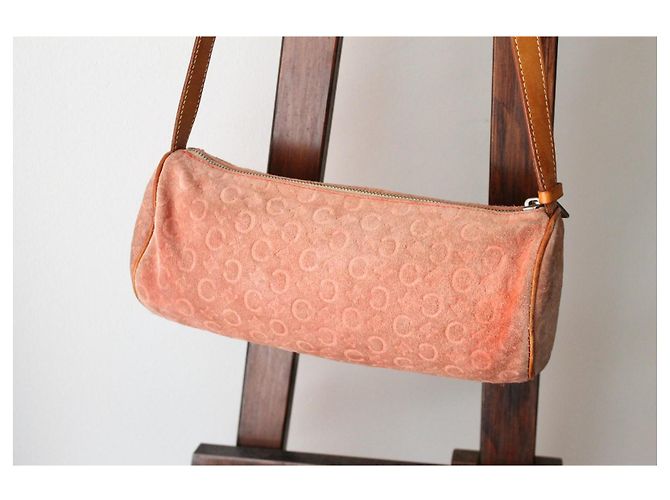 Borsa Céline in suede rosa con logo Triomphe - vista 5