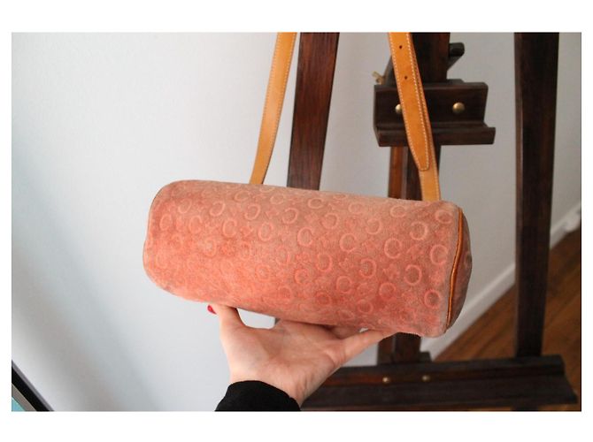 Borsa Céline in suede rosa con logo Triomphe - vista 7