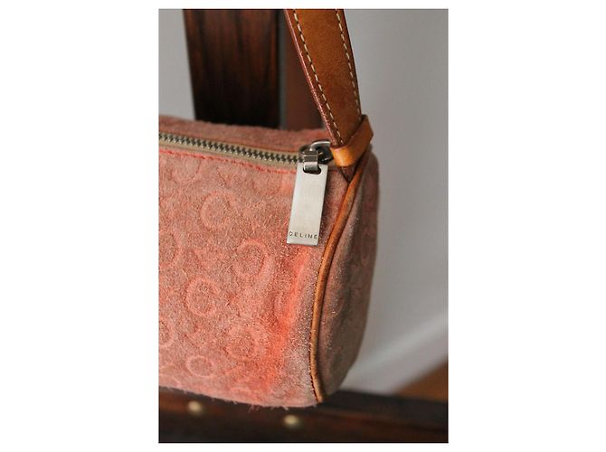 Borsa Céline in suede rosa con logo Triomphe - vista 8