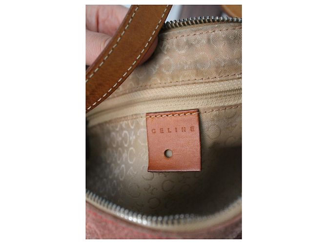 Borsa Céline in suede rosa con logo Triomphe - vista 9