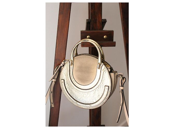 Borsa a mano Chloé Pixie in pelle dorata D'oro - vista 3
