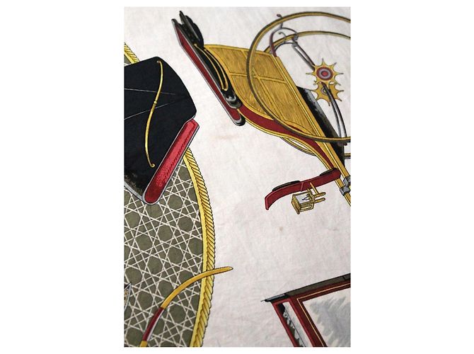 Sciarpa di seta Hermès bianca e bordeaux 90x90 Multicolore - vista 3