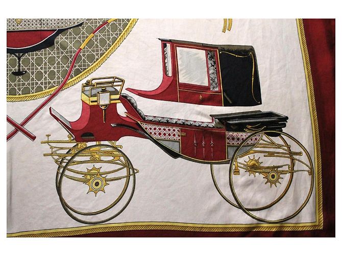 Sciarpa di seta Hermès bianca e bordeaux 90x90 Multicolore - vista 4