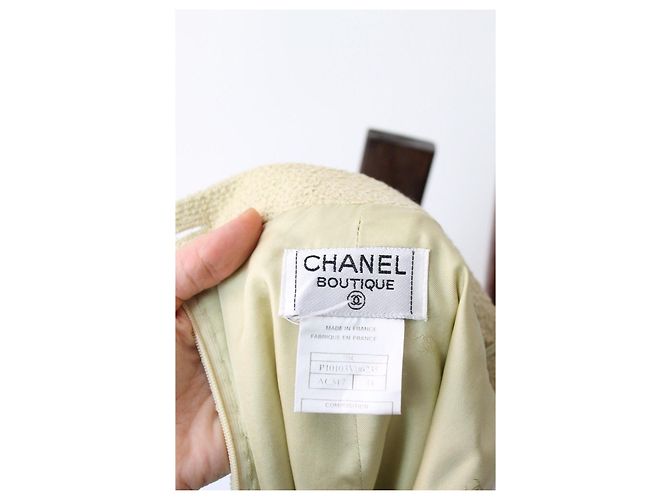 Traje de Falda Chanel de Algodón Verde - vista 15