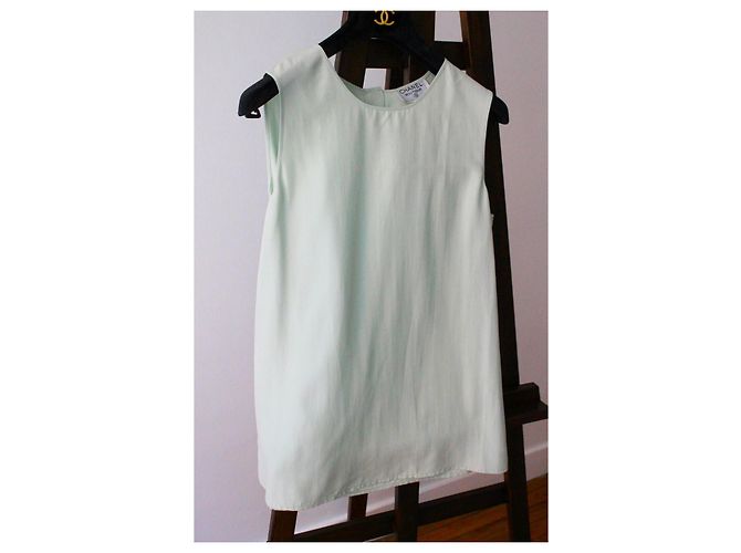 Chanel Top de Seda Verde Agua - vista 2