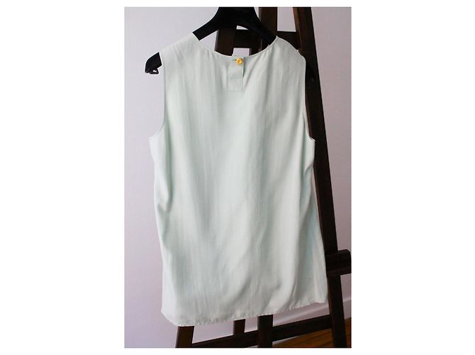 Chanel Top de Seda Verde Agua - vista 5