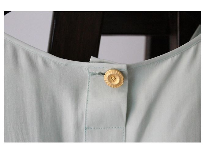 Chanel Top de Seda Verde Agua - vista 6
