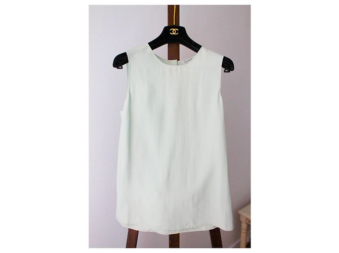 Chanel Top de Seda Verde Agua - vista 8