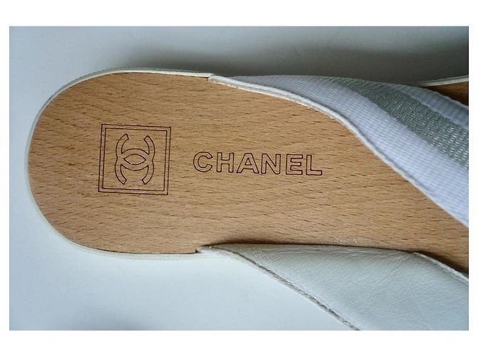 CHANEL Infradito in legno bianchi T41 Bianco - vista 5