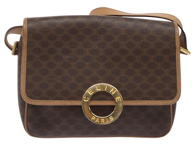 Céline CELINE Macadam Canvas Schultertasche aus PVC-Leder in Braun Gold Auth ki5724 Golden - Ansicht 13
