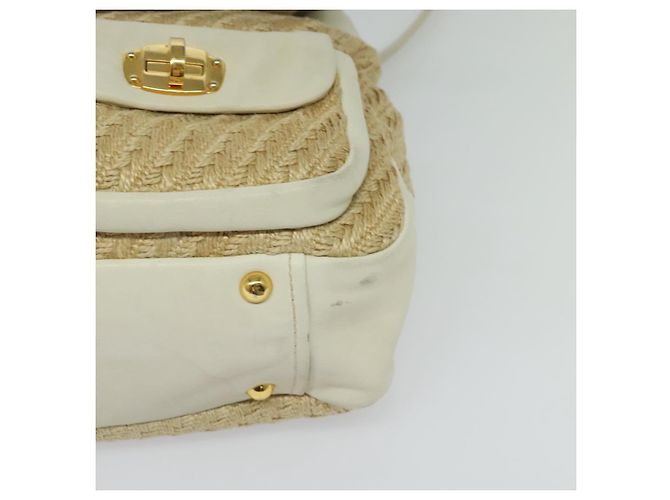Miu Miu Handtasche aus Leder und Stroh 2 in 1 beige gold Auth 120561 Golden - Ansicht 10