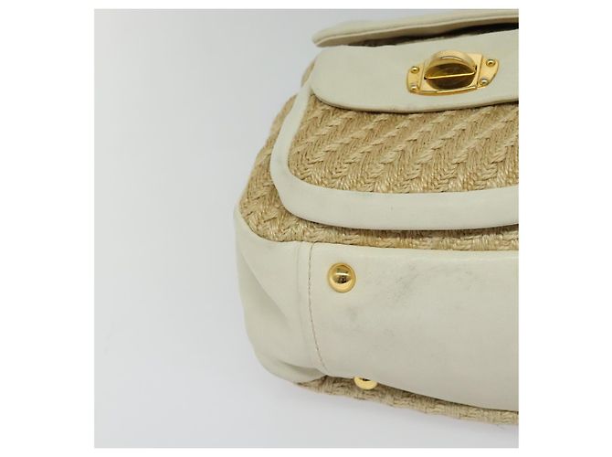 Miu Miu Handtasche aus Leder und Stroh 2 in 1 beige gold Auth 120561 Golden - Ansicht 15