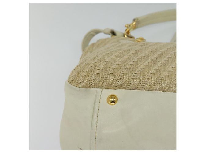 Miu Miu Handtasche aus Leder und Stroh 2 in 1 beige gold Auth 120561 Golden - Ansicht 16