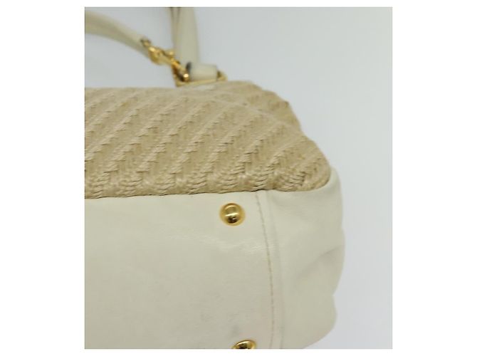 Miu Miu Handtasche aus Leder und Stroh 2 in 1 beige gold Auth 120561 Golden - Ansicht 17