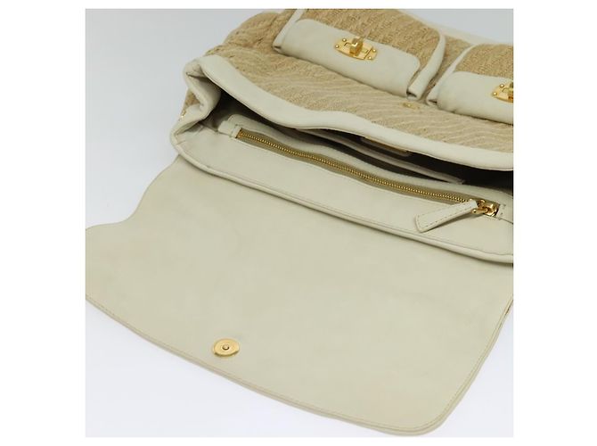 Miu Miu Handtasche aus Leder und Stroh 2 in 1 beige gold Auth 120561 Golden - Ansicht 18