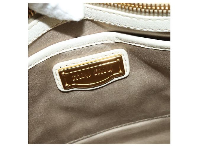 Miu Miu Handtasche aus Leder und Stroh 2 in 1 beige gold Auth 120561 Golden - Ansicht 19