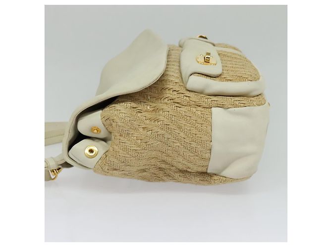 Miu Miu Handtasche aus Leder und Stroh 2 in 1 beige gold Auth 120561 Golden - Ansicht 3