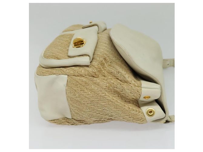 Miu Miu Handtasche aus Leder und Stroh 2 in 1 beige gold Auth 120561 Golden - Ansicht 4