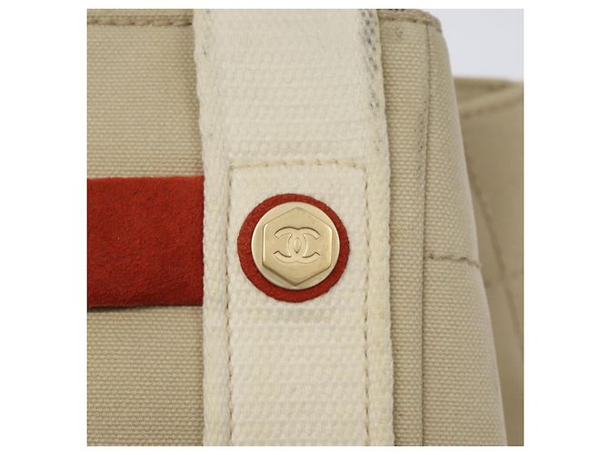 Borsa a mano CHANEL in tela beige CC Auth bs25378 - vista 17