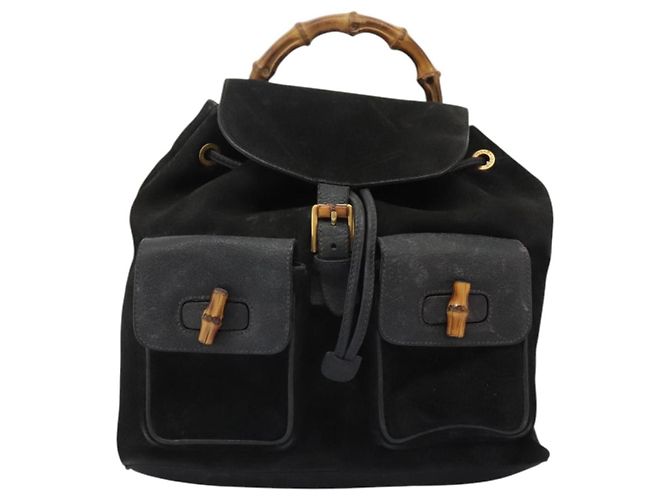 Zaino Gucci Bamboo Camoscio Nero Oro 003 1998 0016 Auth th6031 D'oro - vista 13