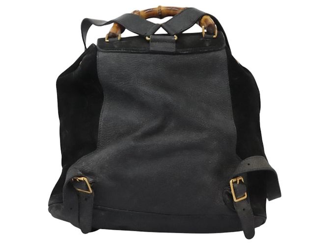 Zaino Gucci Bamboo Camoscio Nero Oro 003 1998 0016 Auth th6031 D'oro - vista 2