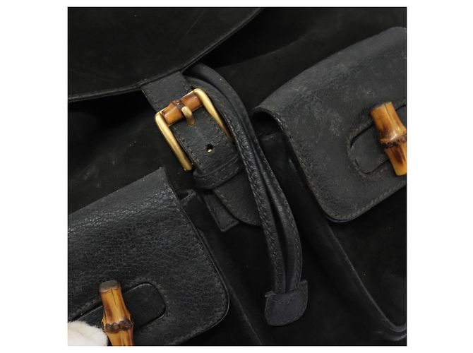 Zaino Gucci Bamboo Camoscio Nero Oro 003 1998 0016 Auth th6031 D'oro - vista 25