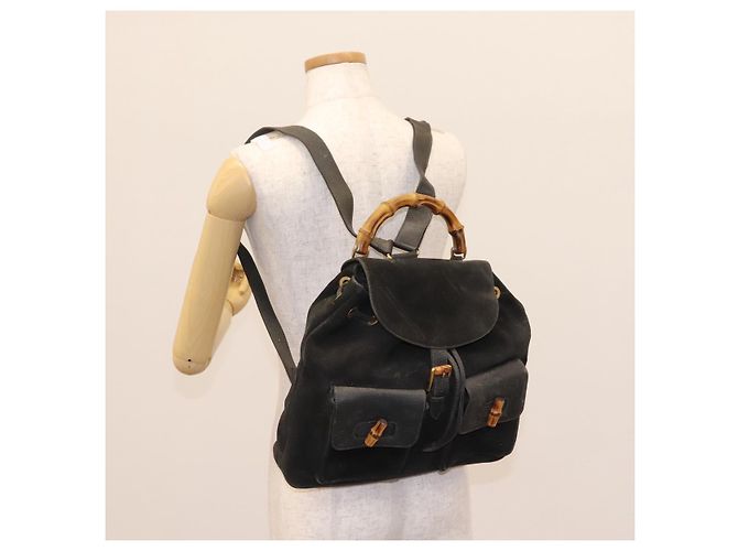 Zaino Gucci Bamboo Camoscio Nero Oro 003 1998 0016 Auth th6031 D'oro - vista 33