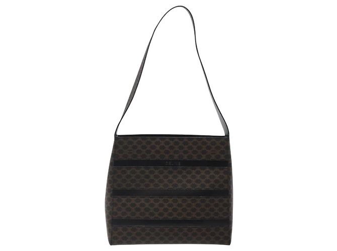 Céline Sac à épaule en toile Macadam CELINE en cuir PVC noir et or Auth yk18139 Doré - vue 13
