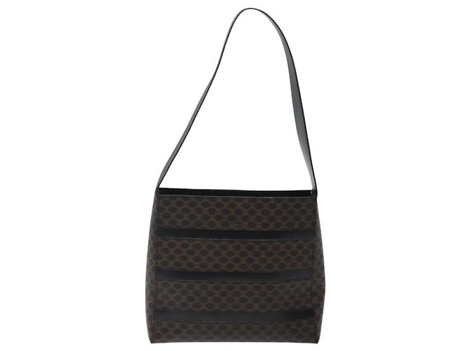 Céline Sac à épaule en toile Macadam CELINE en cuir PVC noir et or Auth yk18139 Doré - vue 2