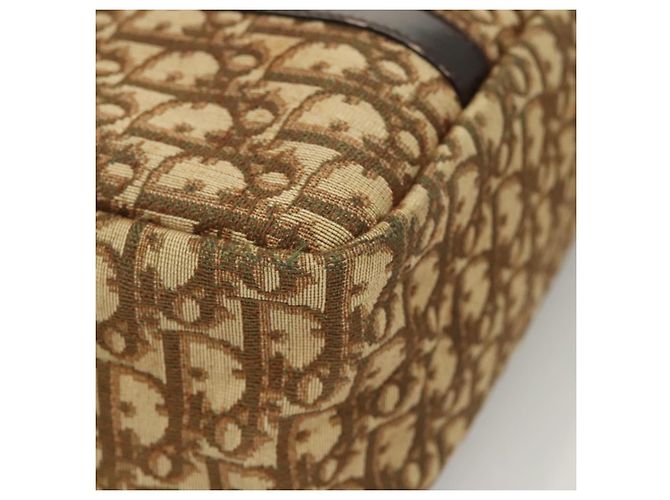 Bolsa de mão em lona Trotter Christian Dior marrom ouro Auth 120616 Dourado - vista 10
