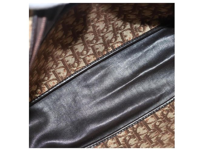 Bolsa de mão em lona Trotter Christian Dior marrom ouro Auth 120616 Dourado - vista 12