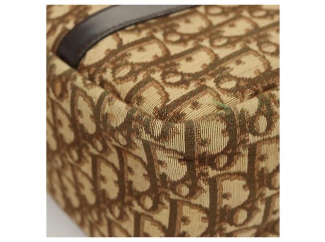 Bolsa de mão em lona Trotter Christian Dior marrom ouro Auth 120616 Dourado - vista 14