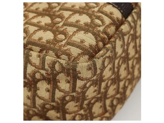 Bolsa de mão em lona Trotter Christian Dior marrom ouro Auth 120616 Dourado - vista 15